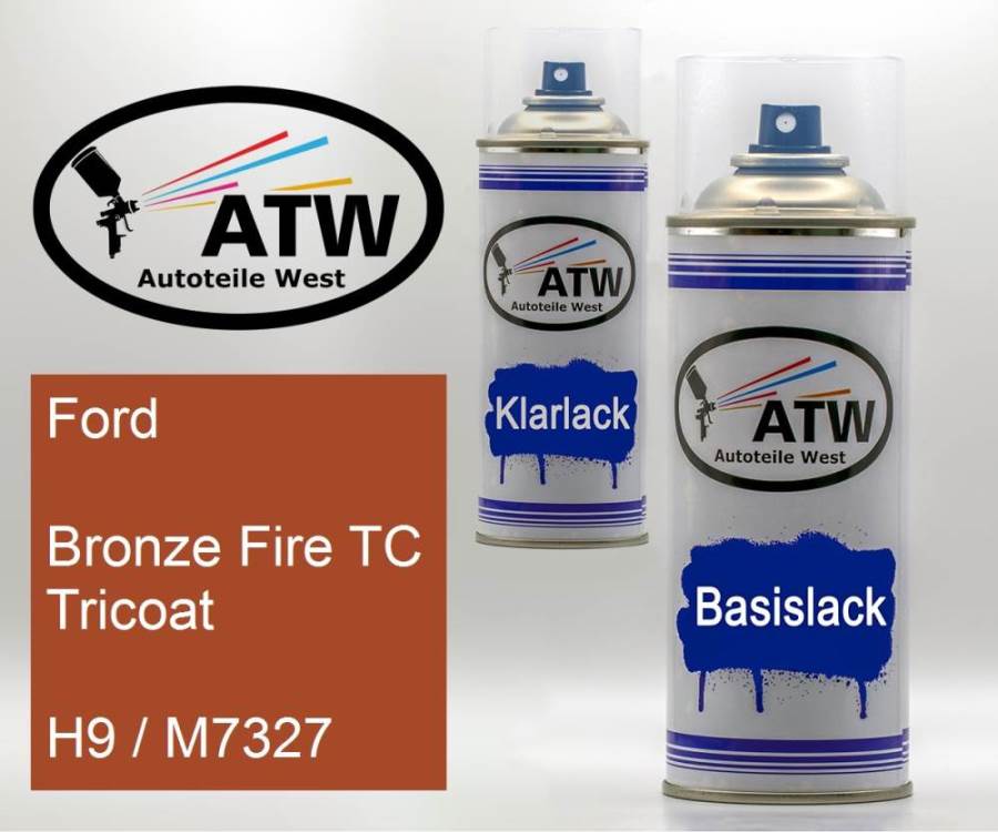 Ford, Bronze Fire TC Tricoat, H9 / M7327: 400ml Sprühdose + 400ml Klarlack - Set, von ATW Autoteile West.
